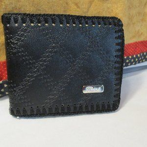 New Mens Handcrafted Black Peru Peruvian  Laced Bi-fold Wallet